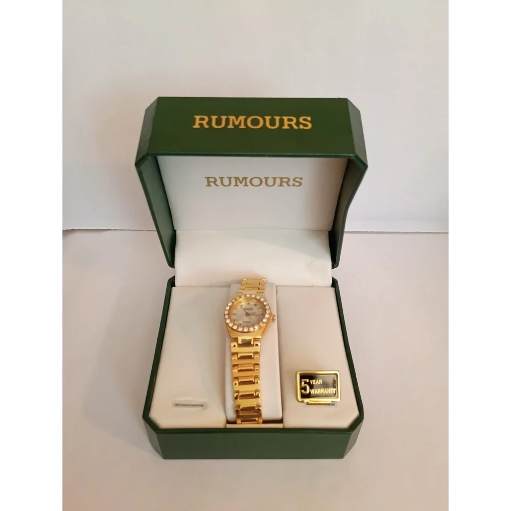 Rumours Women's Watch Gold Tone White Stones Around Bezel